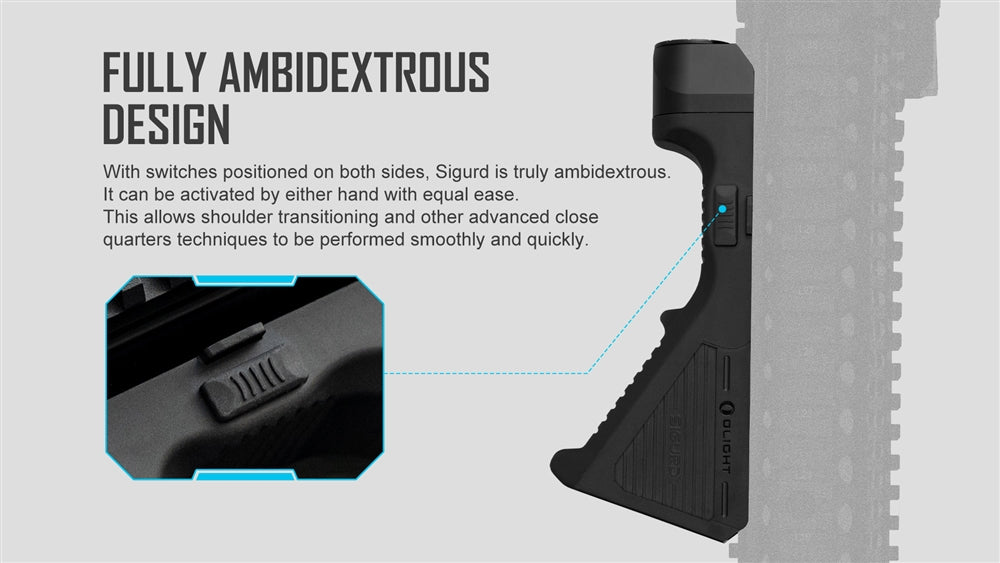 Olight Sigurd Angled Foregrip with Built-in 1450 Lumen Rechargeable Tactical Flashlight