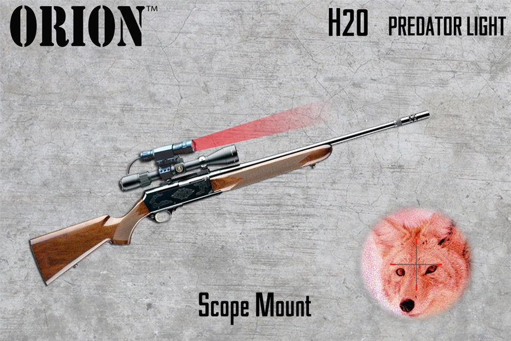 Orion H20-R 100 Yard Red Hunting Light w/ Mounting Kit for coyote hunting, fox hunting and varmint huntings