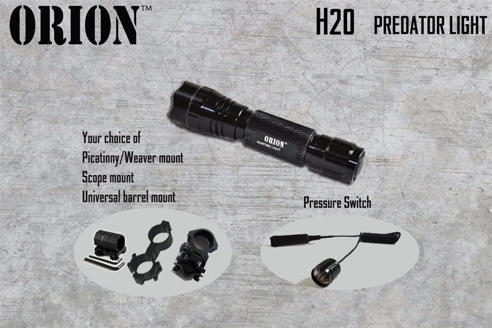 Orion H20-R 100 Yard Red Hunting Light w/ Mounting Kit for coyote hunting, fox hunting and varmint huntings