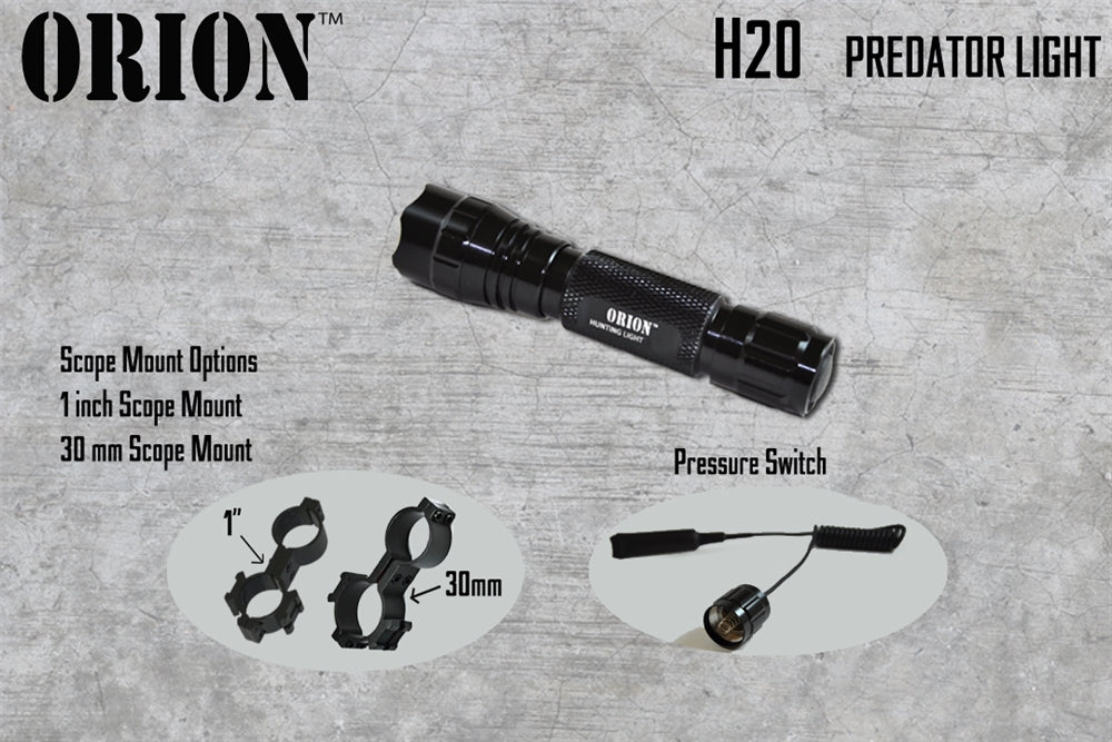 Orion H20-R 100 Yard Red Hunting Light w/ Mounting Kit for coyote hunting, fox hunting and varmint huntings