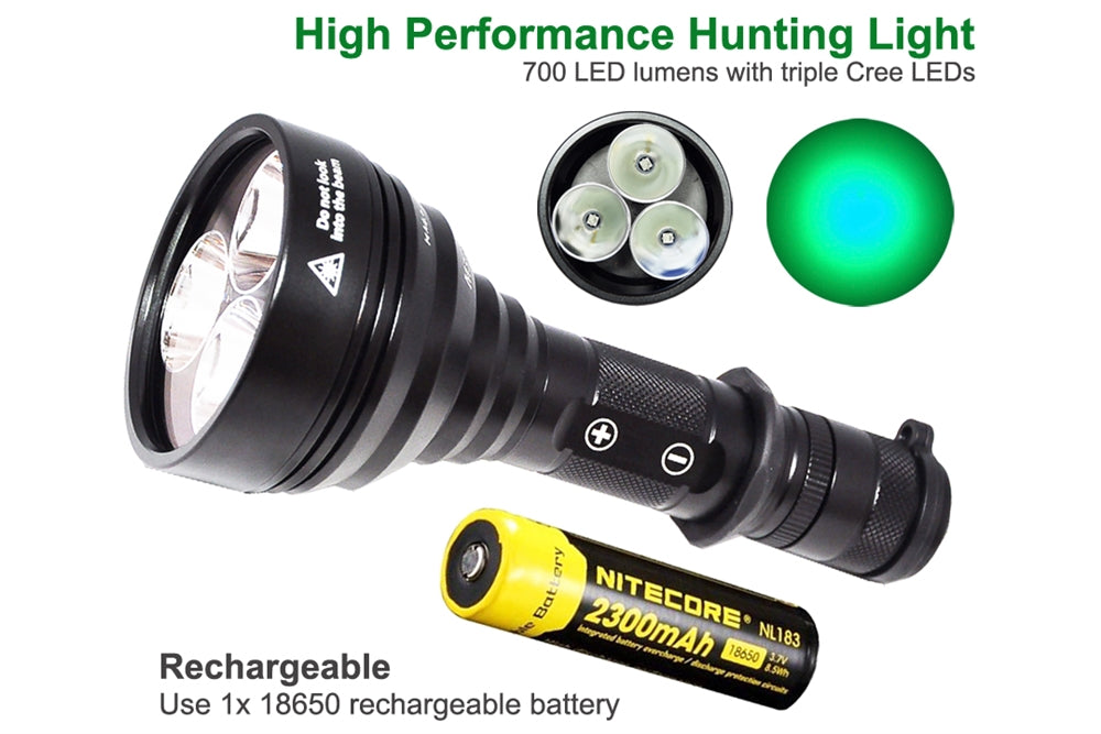 Orion M30C 700 Lumen Long Range Red or Green Hunting Flashlight