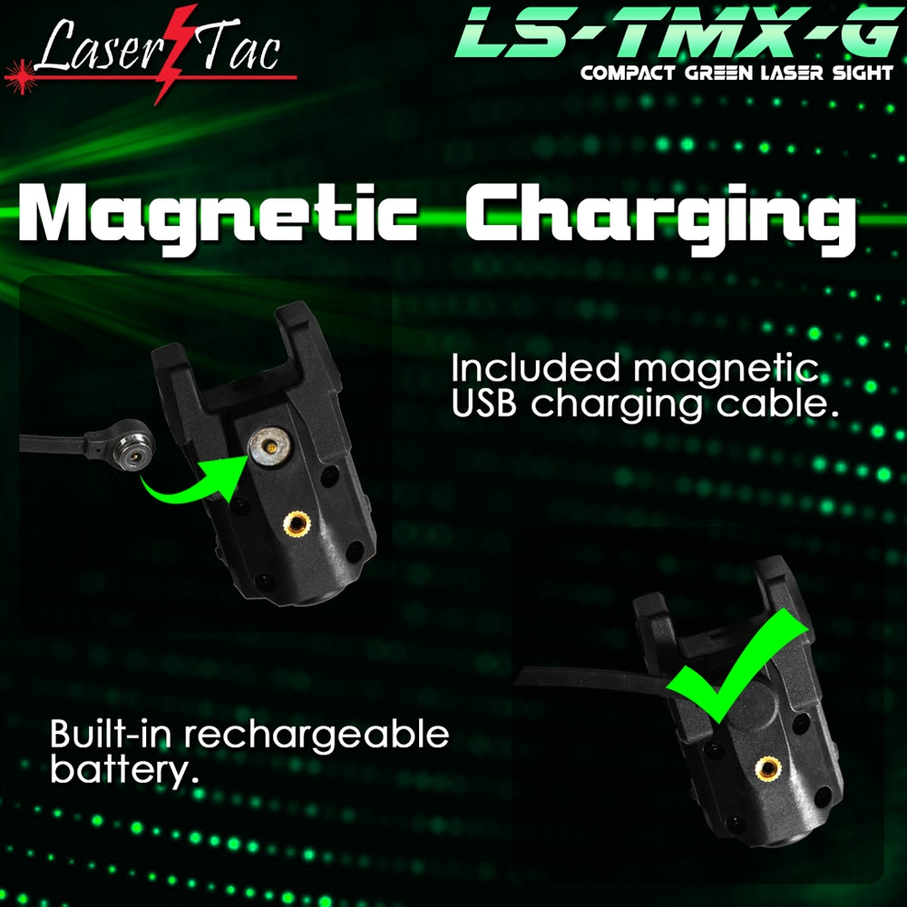 LaserTac TMX-G Low Profile Rechargeable Rail Mount Green Laser Sight