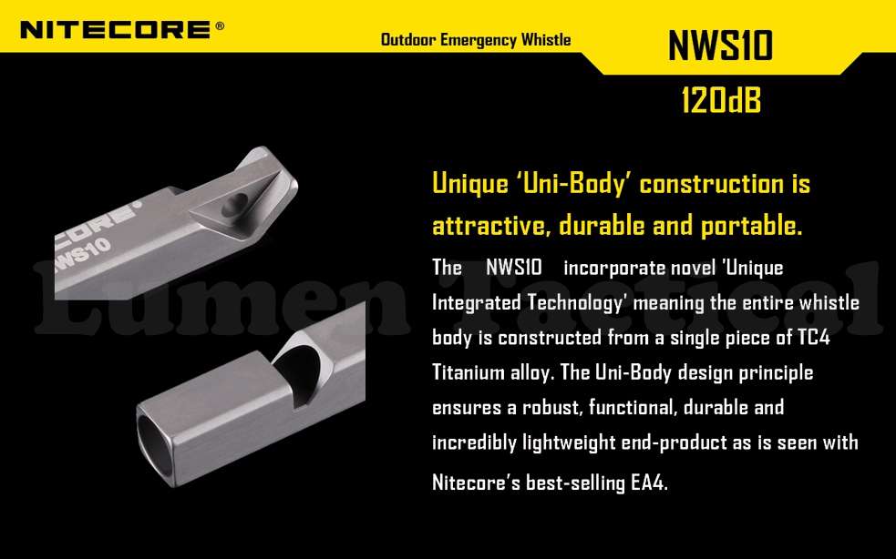 Nitecore NWS10 120 dB Titanium Survival Emergency Whistle