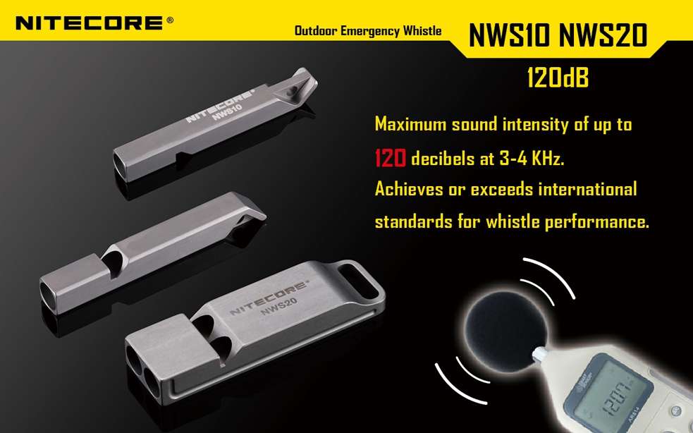 Nitecore NWS10 120 dB Titanium Survival Emergency Whistle